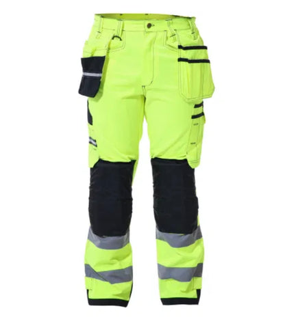 Two-Piece Construction Suit – Jacket & Trousers with Yellow Reflective Details and Custom Logo Option